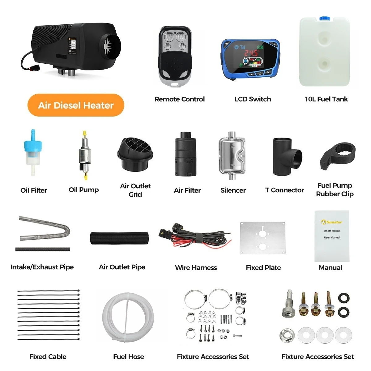 Aquecedor A Diesel, 2kw De Potãªncia, Controle Remoto Fã¡cil, 2kw 12v Oem