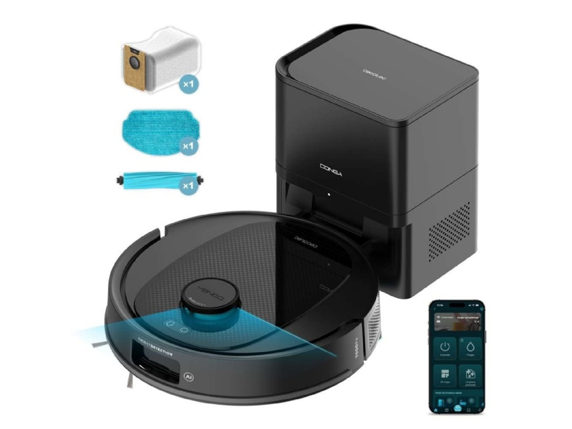 Aspirador Robô E Lavador Cecotec Com Base De Autovazamento Conga Y80. Navegação A Laser E Ia, Potência De Sucção 13000pa