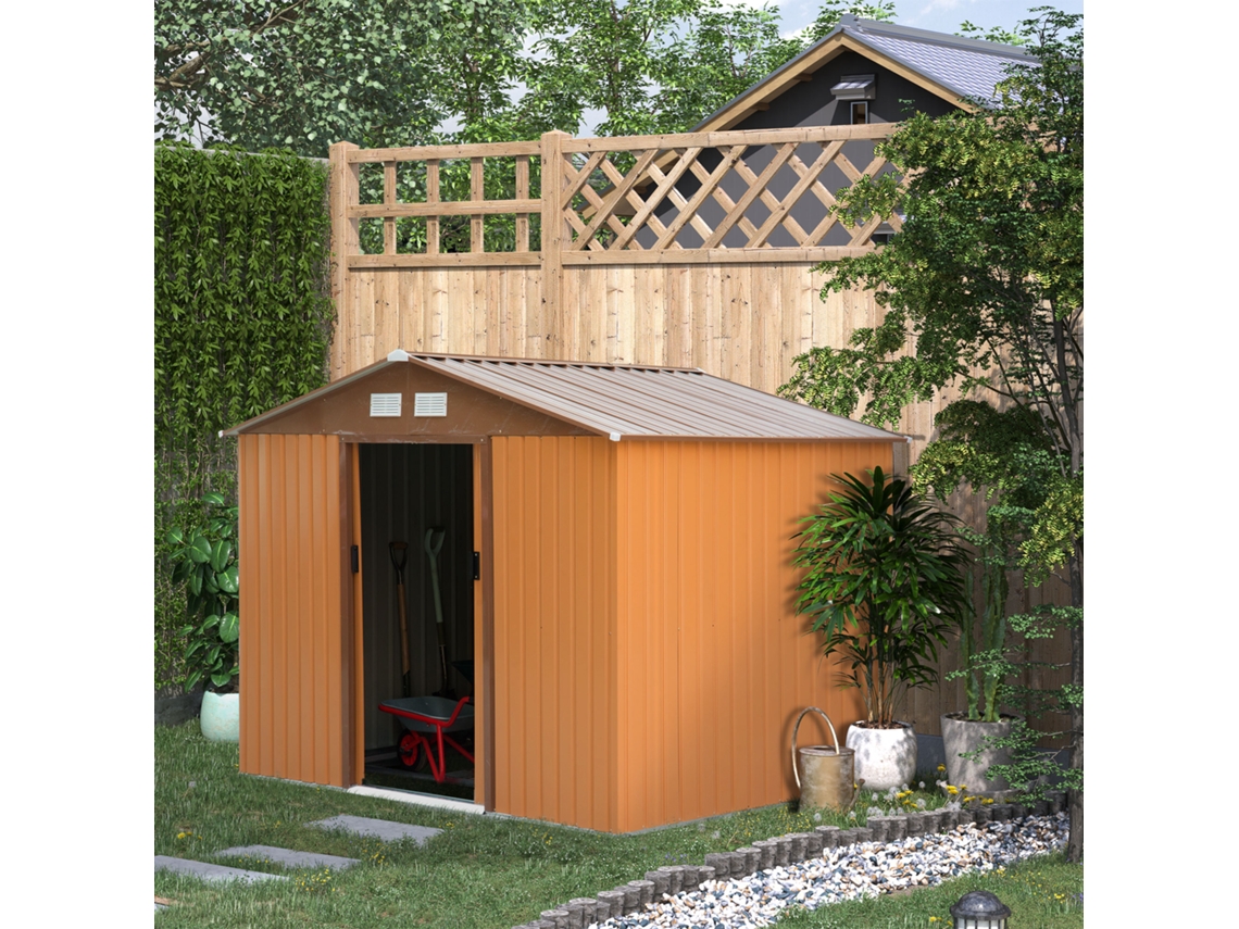 Abrigo de Armazenamento Aço Lacado e PP cor Amarillo 277x195x192 cm OUTSUNNY