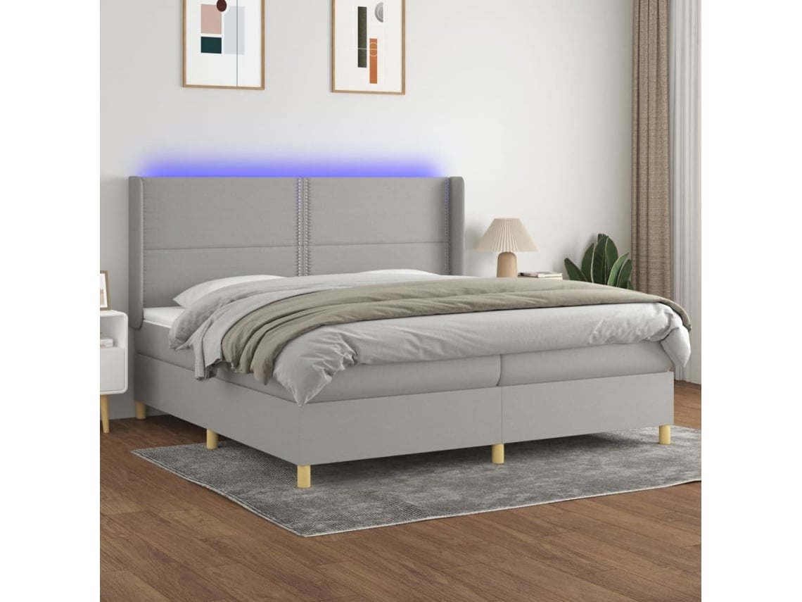 Cama box spring VIDAXL Cinzeto Tecido (200x200 cm)