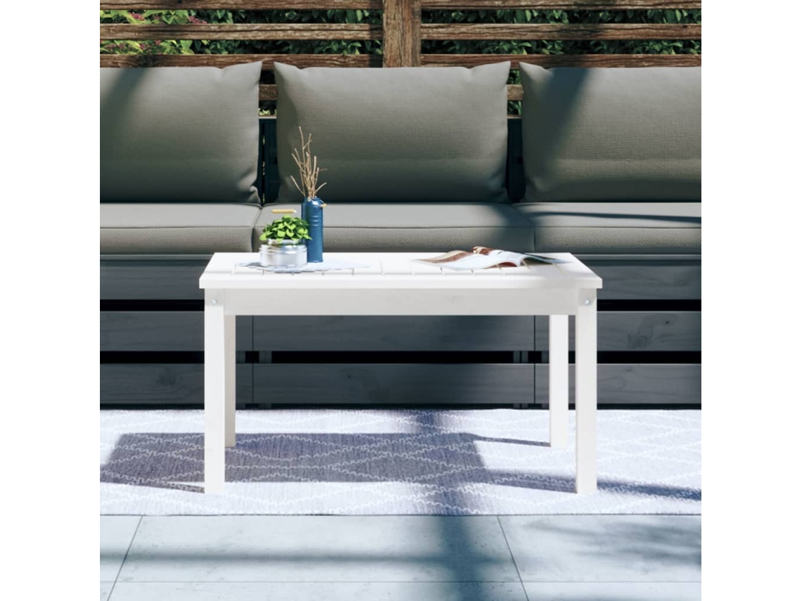Mesa De Jardim 82,5x50,5x45 Cm Madeira De Pinho Maciça Branco