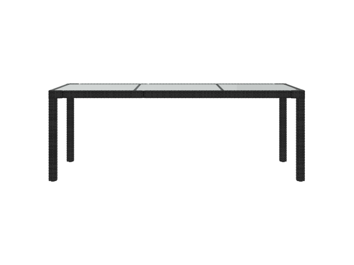 Mesa De Jardim 190x90x75 Cm Vidro Temperado E Vime Pe Preto