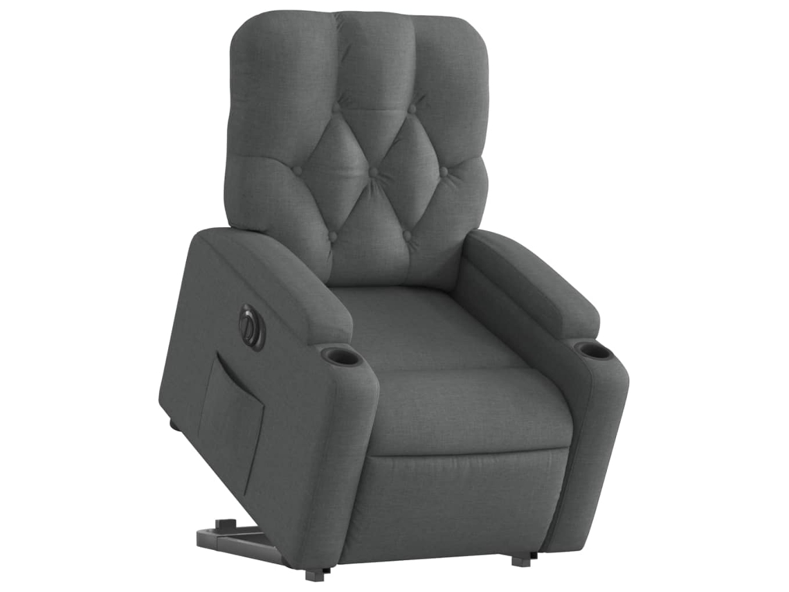 Poltrona reclinável elevatória elétrica tecido cinzento-escuro