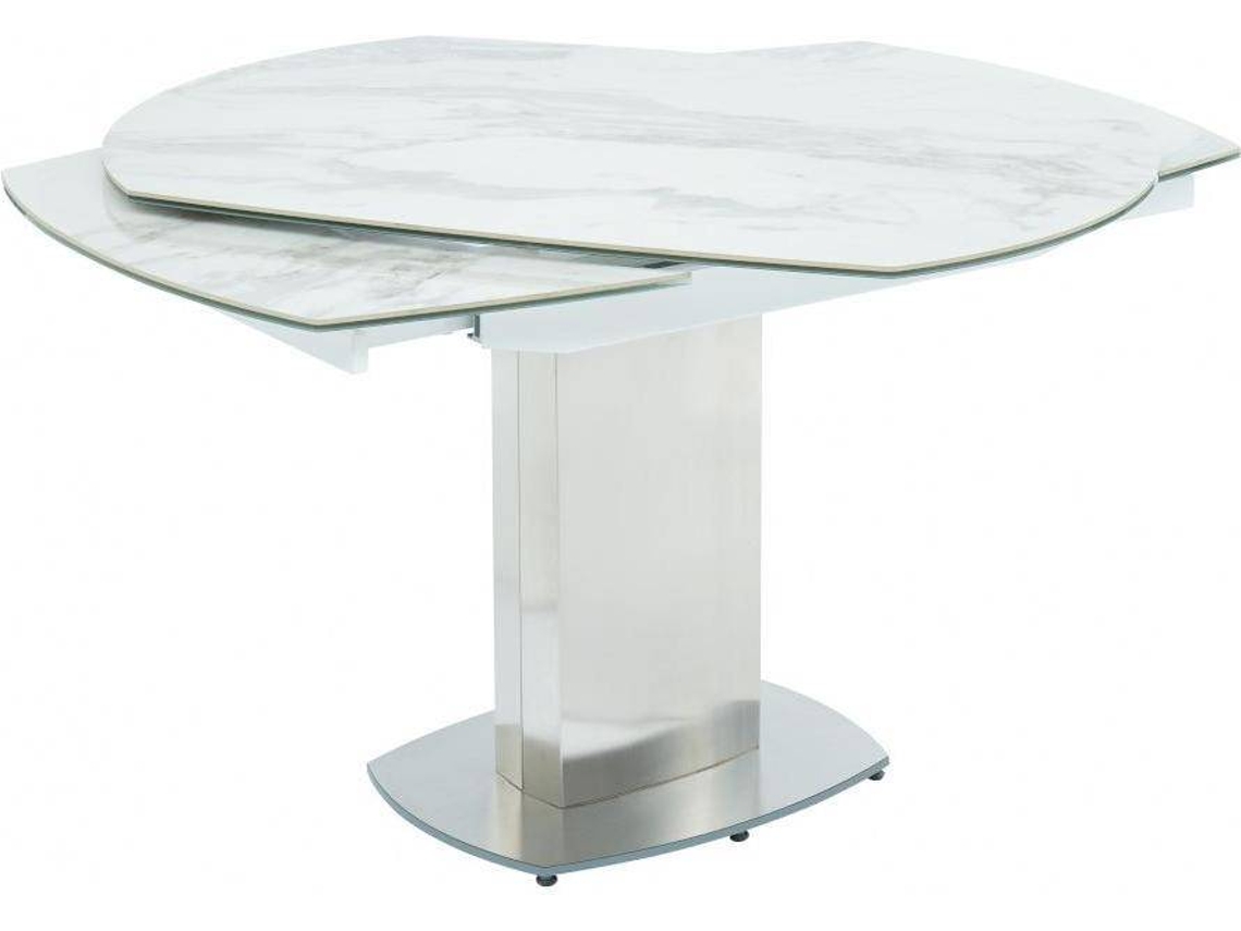 Mesa Extensível Talicia VENTE-UNIQUE (Branco - Pedra, Mármore e Cerâmica - 180x90x75 cm)