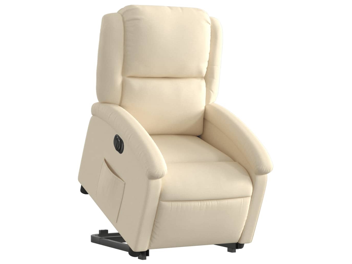 Poltrona reclinável elevatória elétrica tecido cor creme