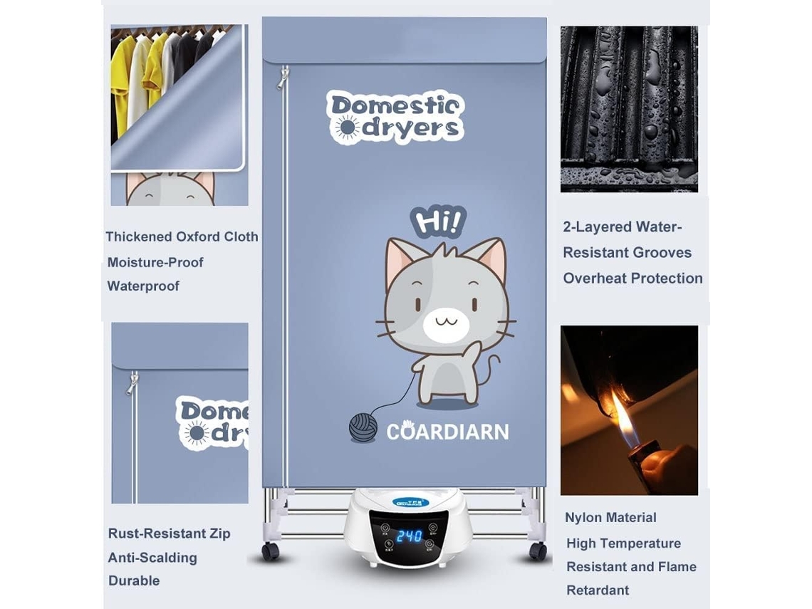 Máquina De Secar Roupa Dobrável Com Iões Negativos E Controlo Remoto