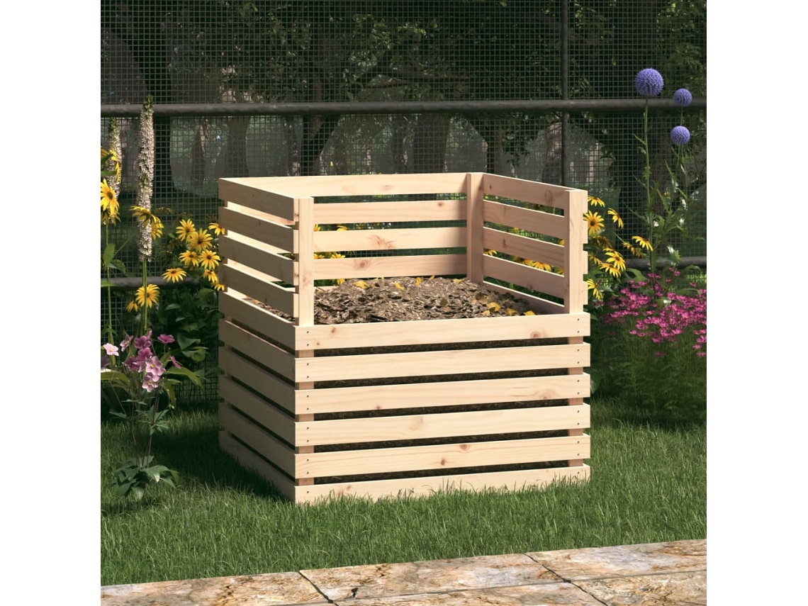 vidaXL Caixote de compostagem 80x80x78 cm madeira de pinho maciça