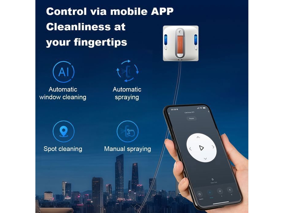 S11 Robot Limpa Vidros Pulverização 4 Direções, Limpa Vidros Paredes Pisos Azulejos Liectroux