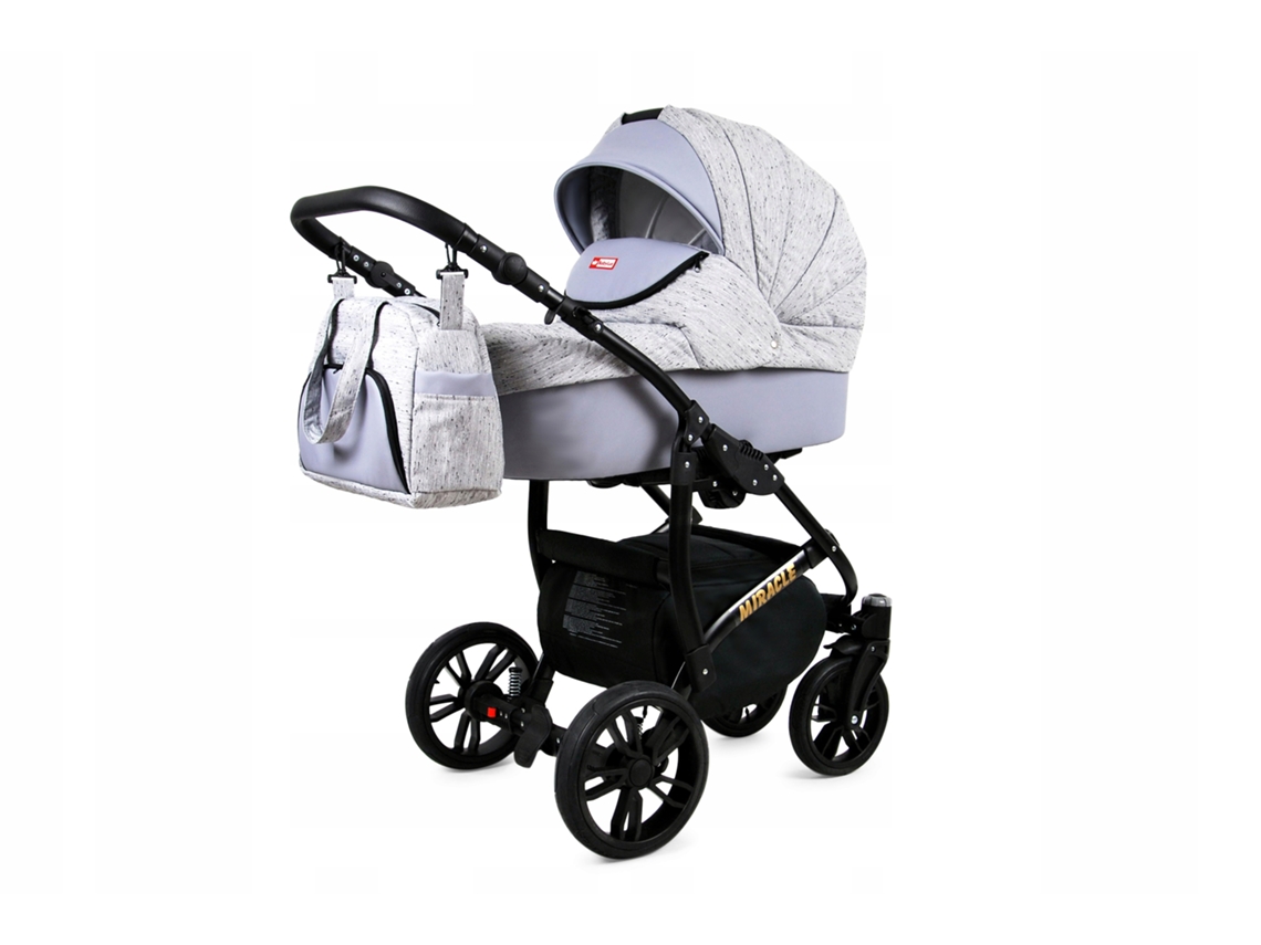 Carrinho de Bebé Multifuncional BABYLUX MIRACLE 4 Em 1 -Light Gray - Ajustável e dobrável Construção leve em alumínio - Acessórios