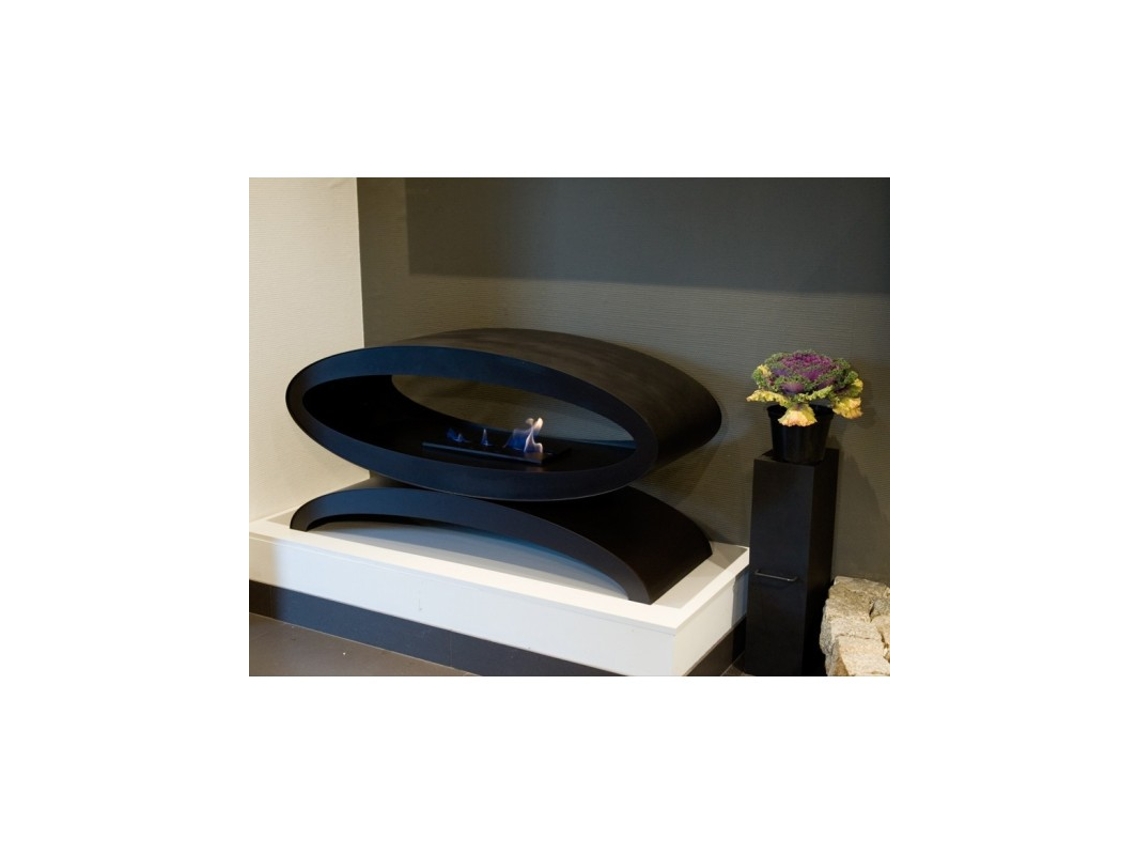 Lareira a bioetanol de chão independente preta com base MERU OUTINFIRE