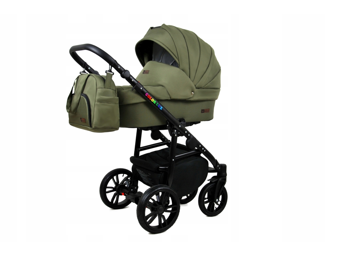 Carrinho de Bebé Multifuncional BABYLUX CLASSIC GOLD 4 Em 1 -Olive BLACK FRAME - Ajustável e dobrável Construção leve em alumínio - Acessórios
