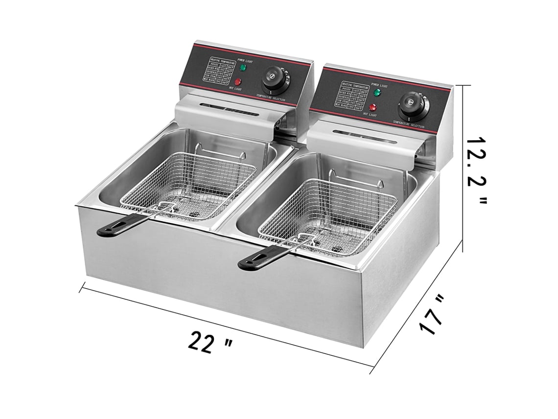 Fritadeira Elétrica Comercial VEVOR 12 L com Tanque Duplo de Aço Inoxidável