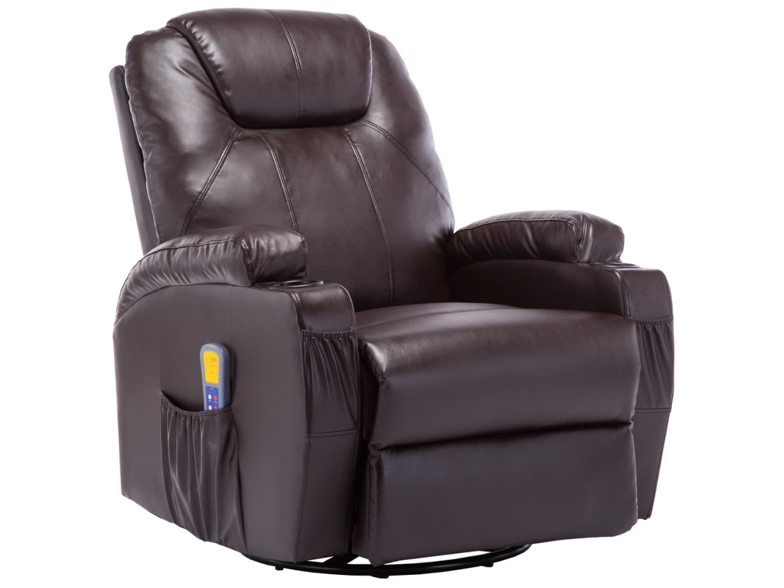 Cadeira Massagem Reclinável Couro Artificial Castanho 80 x 95 x 100 cm MAISON EXCLUSIVE