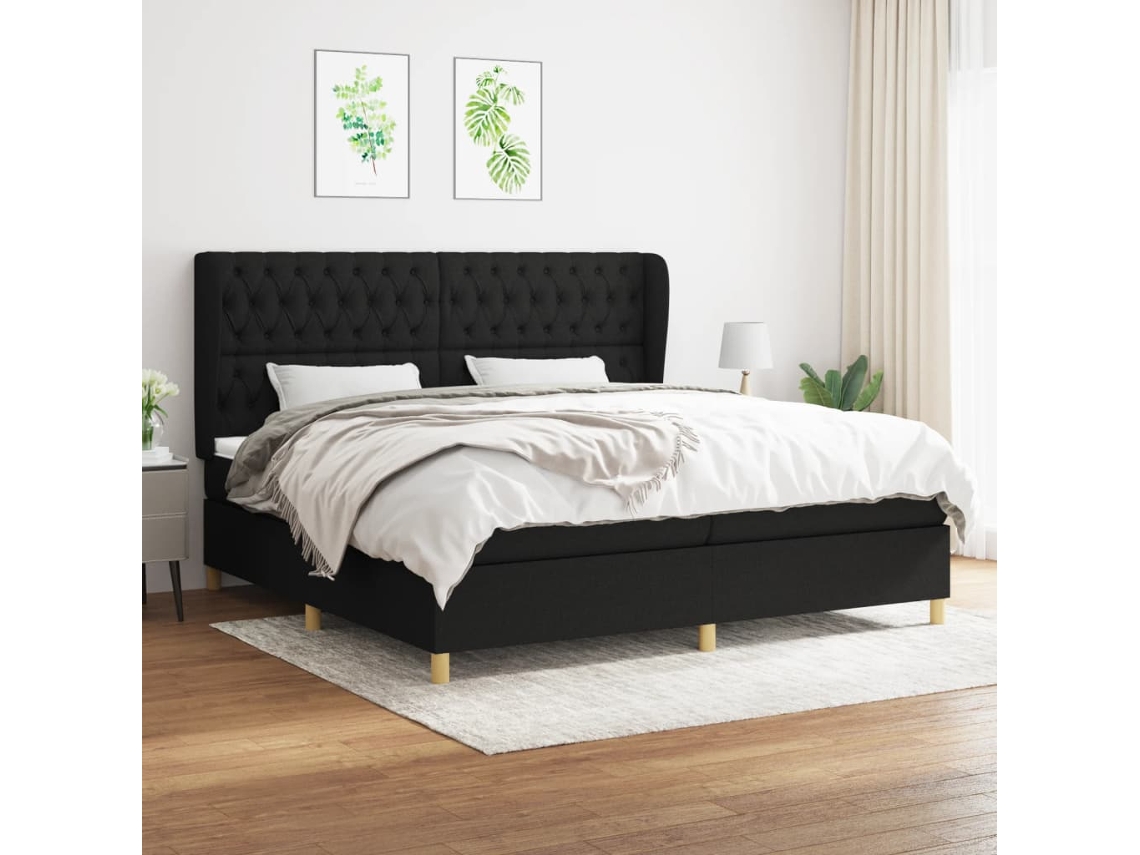 Cama Box Spring VIDAXL (Preto - Tecido - 203 x 203 x 128 cm)