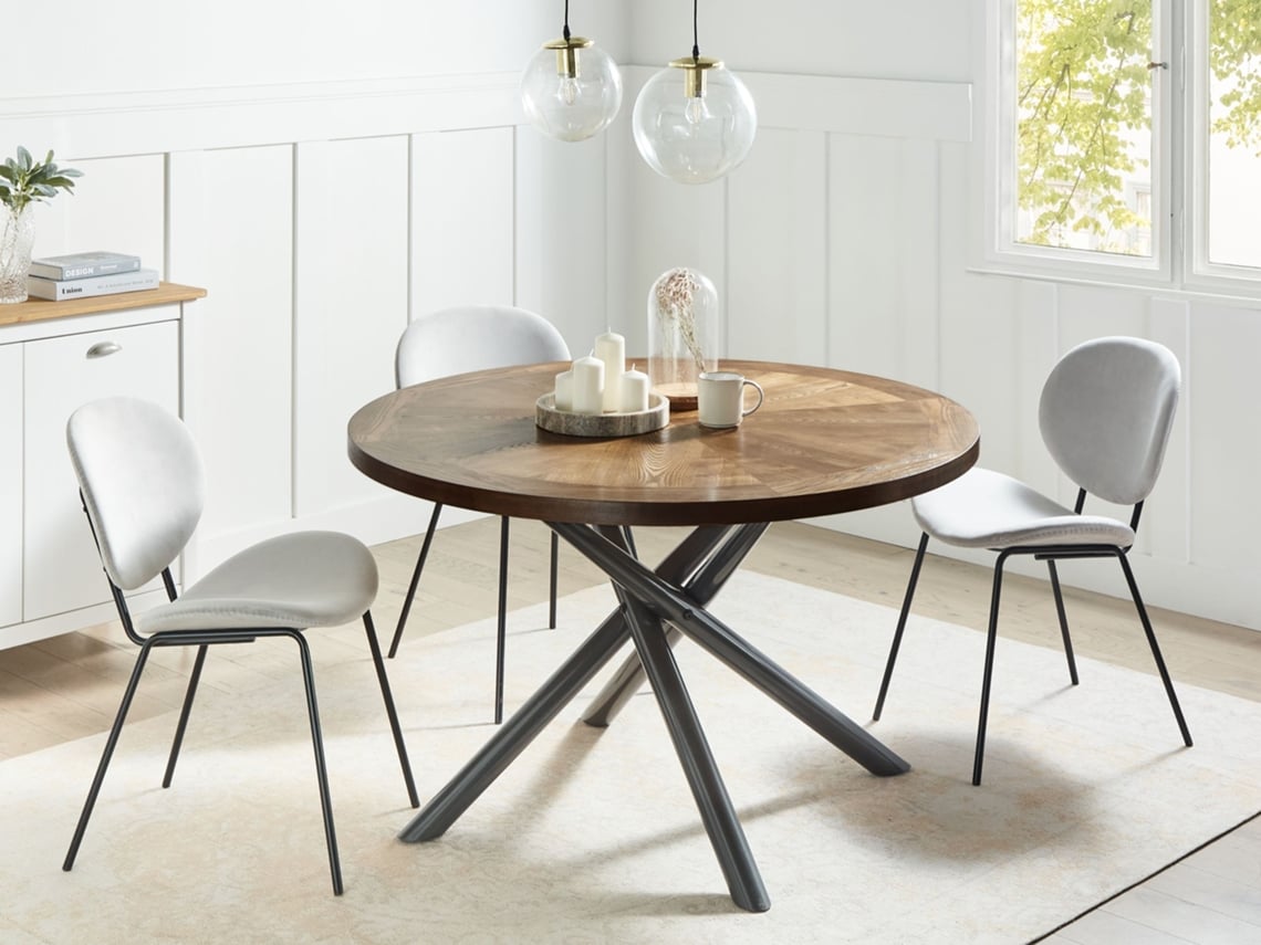 Mesa De Comedor Beliani Lorenzo De Mdf Madera Oscura 120x120x75