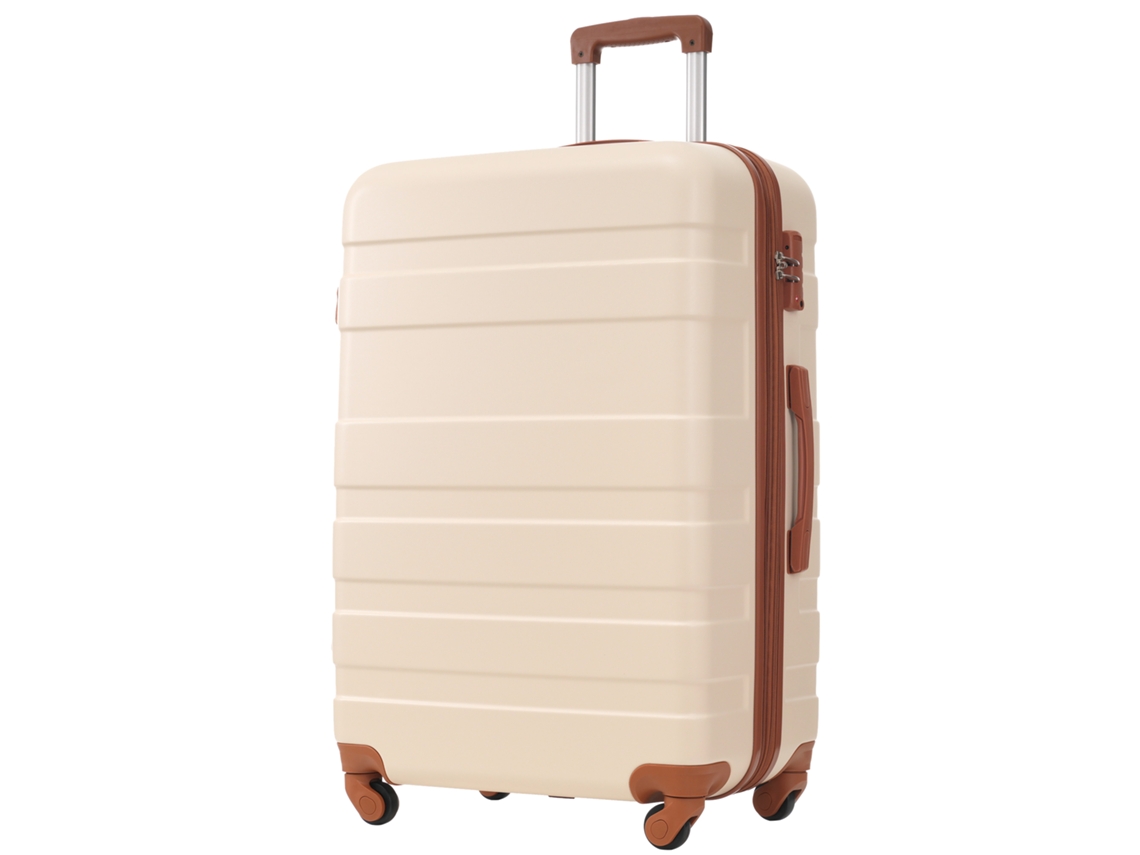 Mala Rígida Com 4 Rodas, Abs, Com Fecho Tsa E Expansível, Bege E Preto, Haochrymec (52 X 30 X 78 Cm)