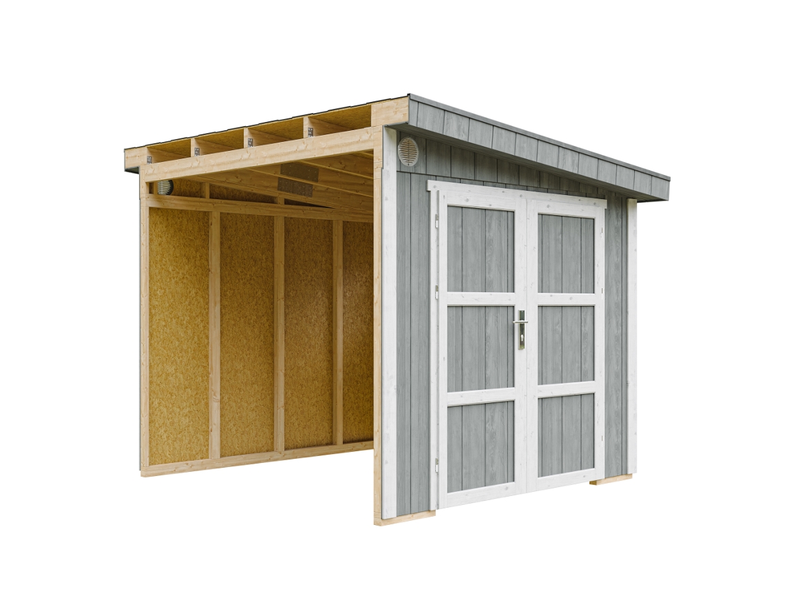 Casa De Jardim Qualidade Premium 5,9 M² A231x248x294 Cm Sem Piso E Parede Lateral Timbela M938b Cavern Steel