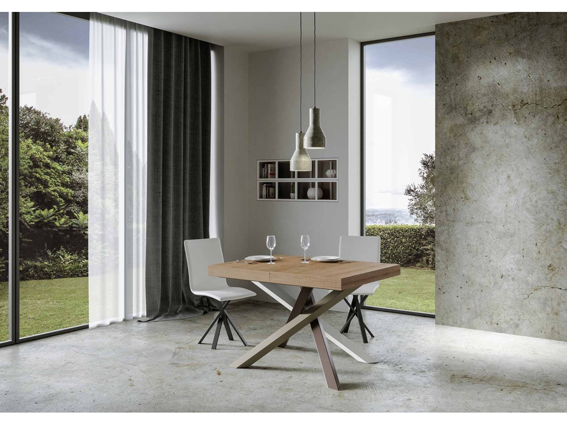 Mesa de Jantar Extensível 90X120/224 Cm Volantis Carvalho Natural Quadro 4/C