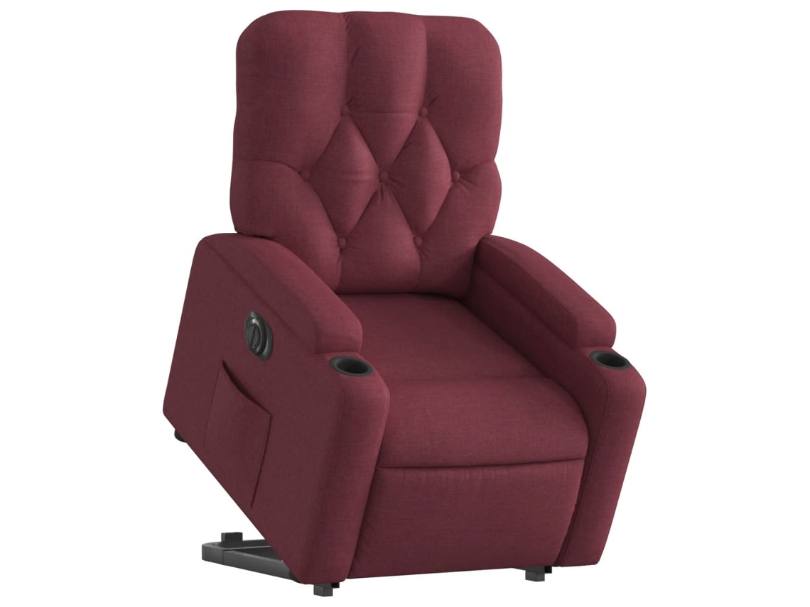 Poltrona reclinável elevatória elétrica tecido vermelho-tinto