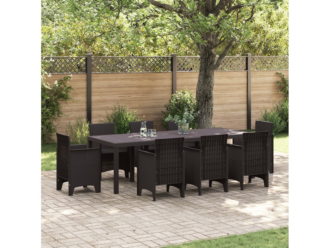 Mesa De Jardim Marrom Poli Rattan Vidaxl Castanho Plástico