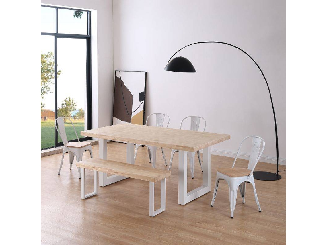 Mesa de Refeição DUEHOME (Branco - Madeira, Metal - 80 cm x 76 cm x)