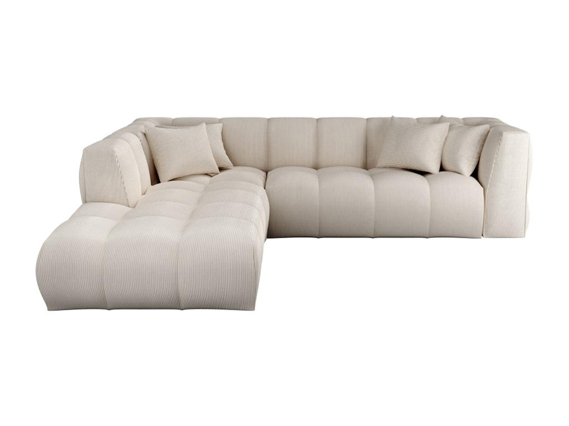 Grande sofá de canto esquerdo de pana bege Naemia MAISON CÉPHY (70 x 263 x 233 cm)