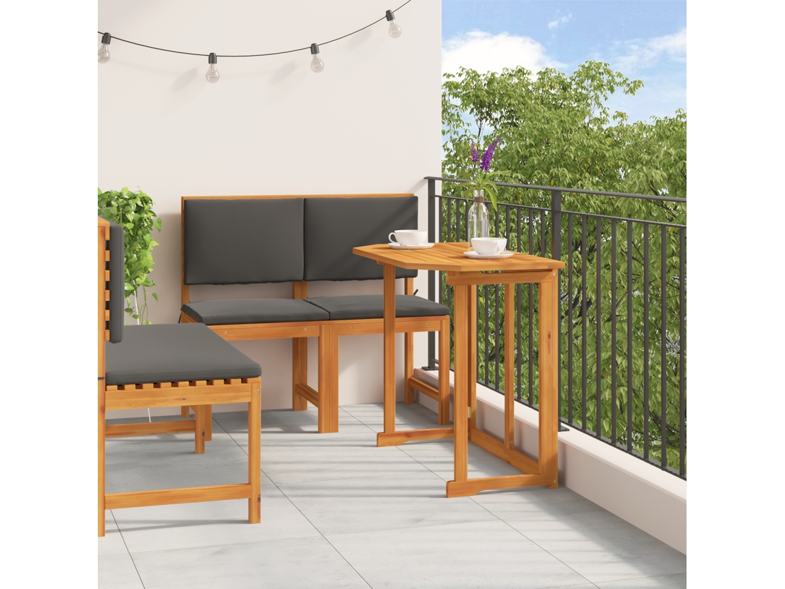 Conjunto 4 De Jantar De Jardim Em Vidaxl Com Almofadas Em Madeira De Acácia