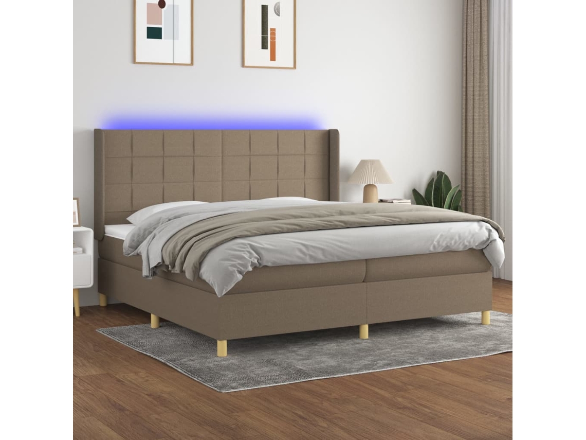 Cama box spring VIDAXL Cinzento-acastanhado Tecido (200x200 cm)