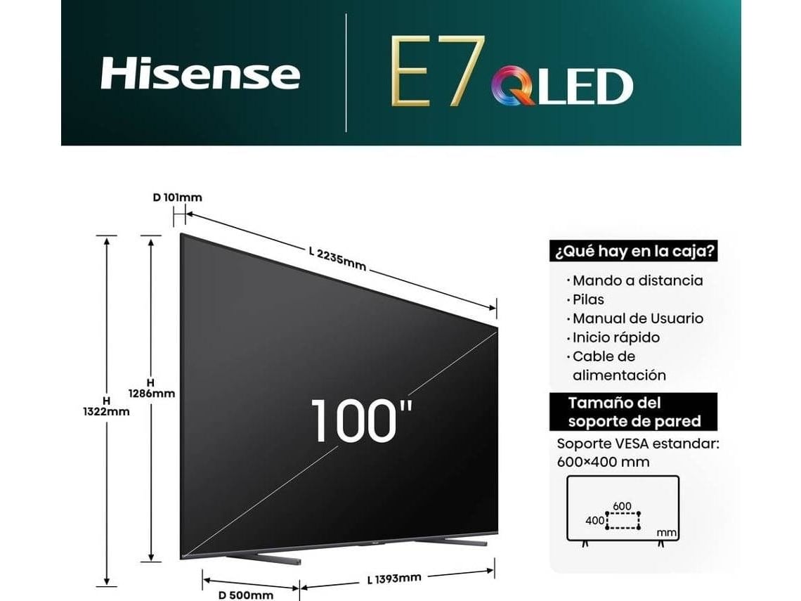 TV HISENSE 100EN7Q (QLED - 100'' - 253 cm - 4k Ultra HD - Smart TV)