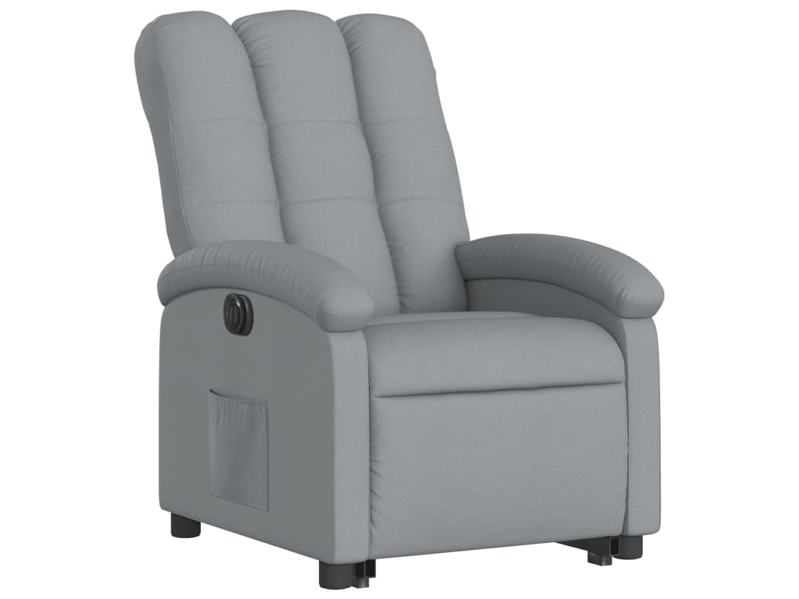 Poltrona reclinável elevatória elétrica tecido cinzento-claro