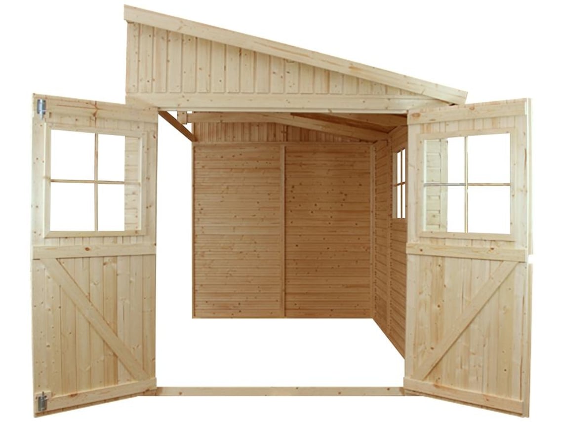 Abrigo de Madeira TIMBELA M339 com Janelas e Sem Parede Lateral (6 m² - 243x318x216 cm)