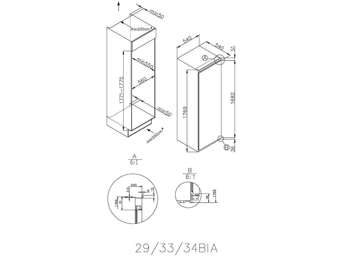 Frigorífico Encastre CANDY CM4S518EW (Ventilado - 176,9 cm -  286 L - Branco)