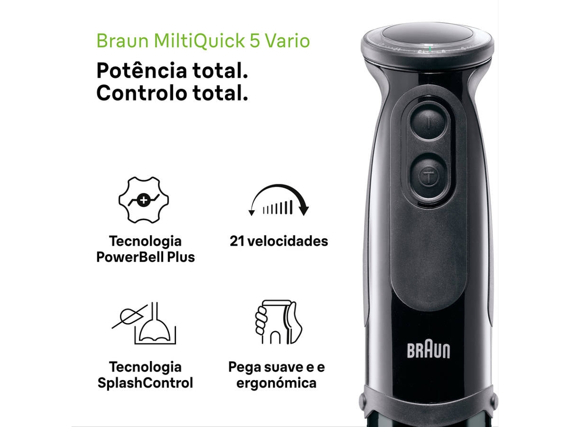 Varinha Mágica + Acessórios BRAUN MQ5237BK MultiQuick 5 Vario (1000 W - Preto)