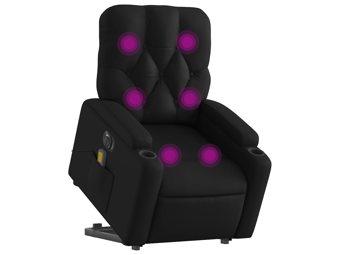 Poltrona reclinável elevatória elétrica couro artificial preto