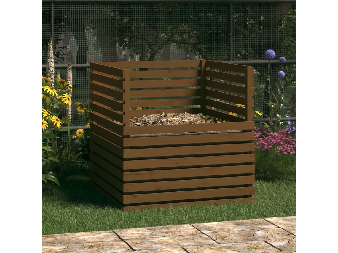 Caixote de compostagem VIDAXL Marrom Pine Wood (100x100x102 cm)