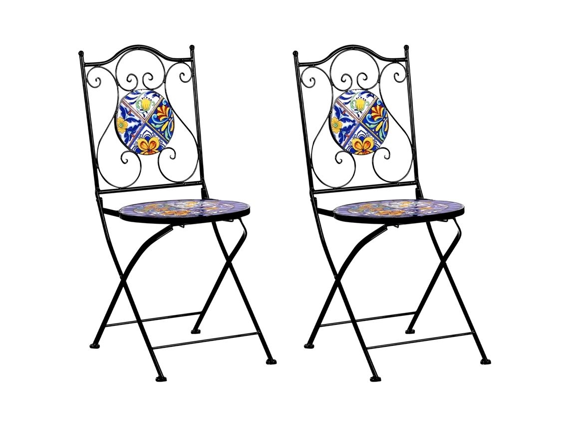 Conjunto De 2 Sillas De Jardín Beliani Coriano De Hierro Negro 40x45x90