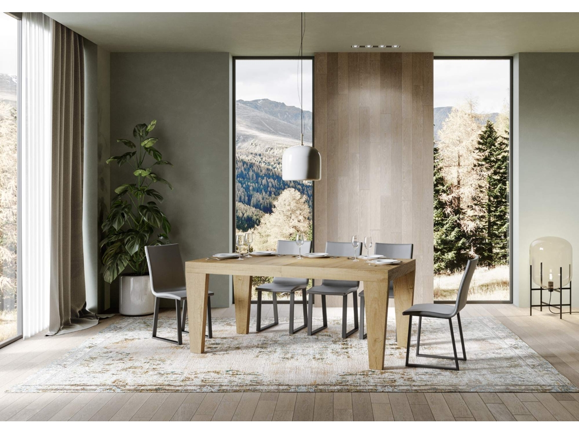 Mesa de Jantar Extensível 90X180/284 Cm Spimbo Premium Carvalho Natural ITAMOBY