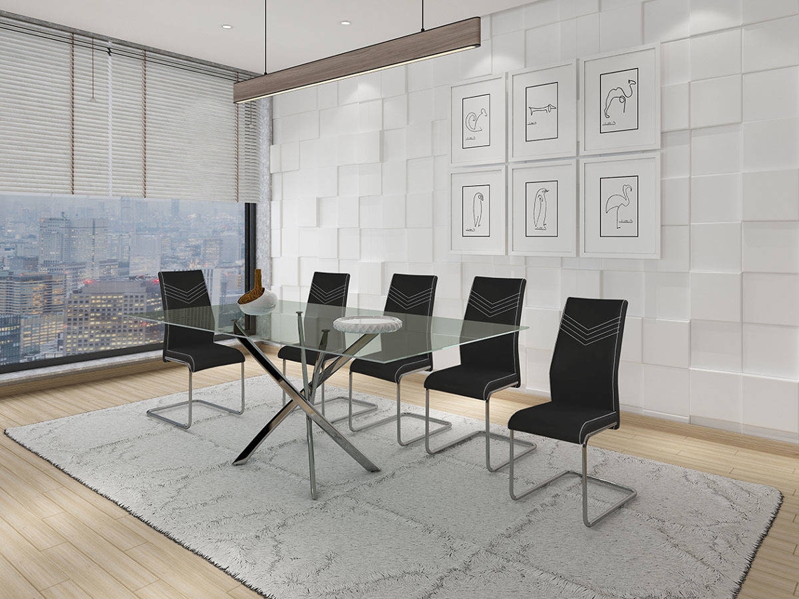 Mesa de Refeição CSD Castle (Tampo: Vidro Temperado - Pernas: Metal - 75 x 90 x 180 cm)