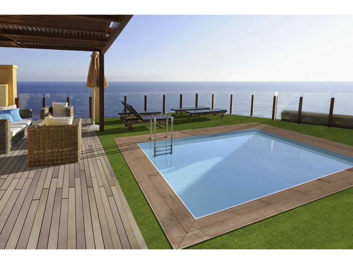 Piscina Retangular De Madeira Maldivas 3,20 X 3,20 X 1,24 M Habitat Et Jardin