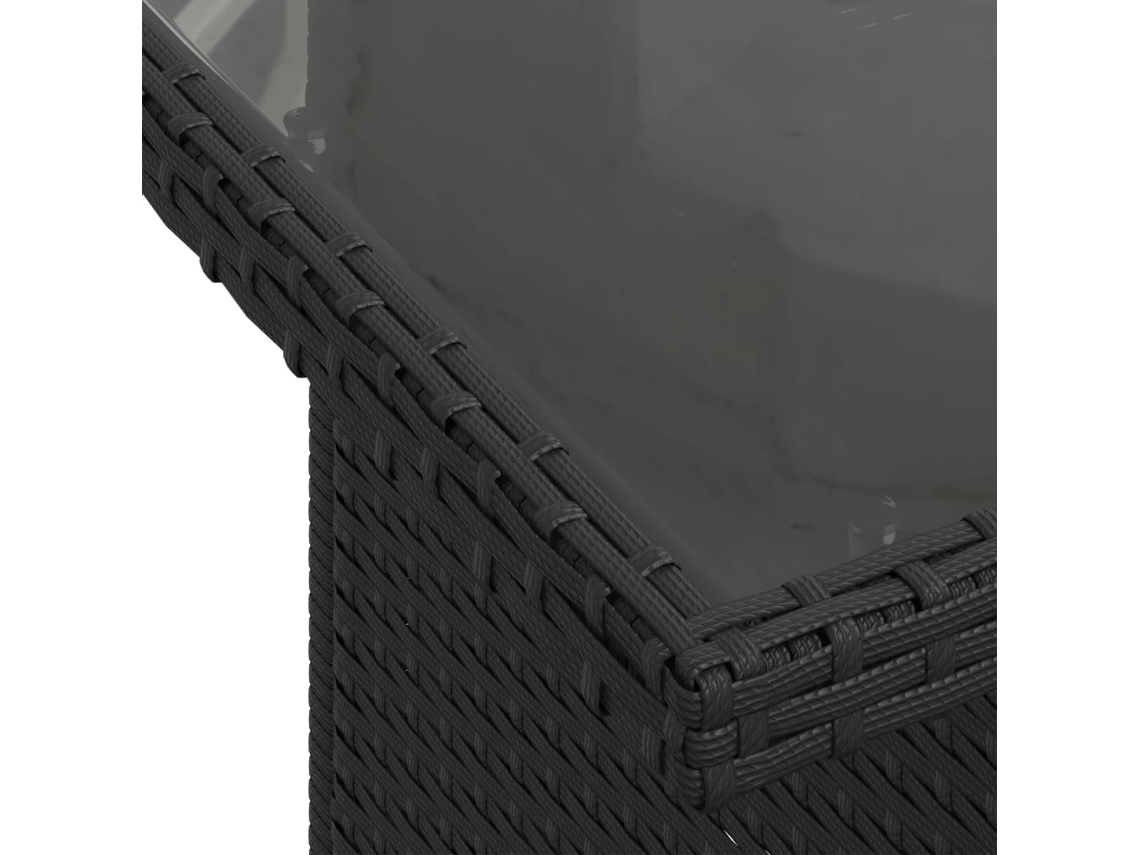 Mesa de Jardim com Tampo de Vidro 100X55X73 Cm Vime Pe Preto PANGSHIYUAN