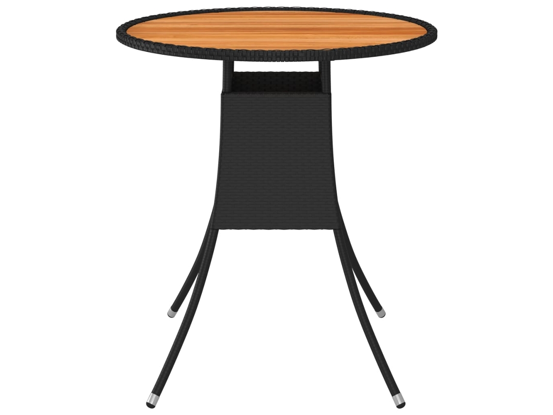 Mesa De Jantar Jardim Ø70cm Vime Pe E Acácia Maciça Preto Vidaxl