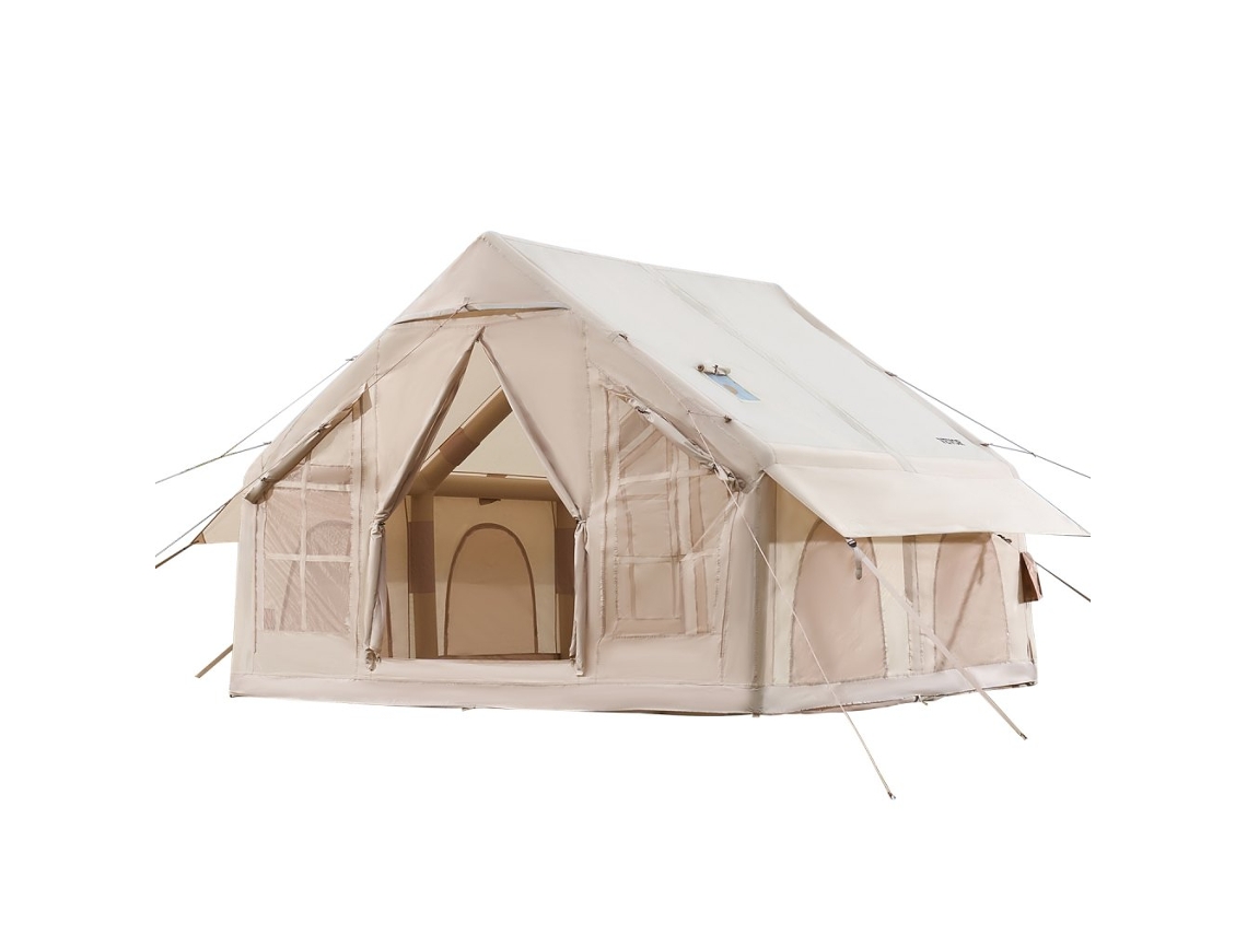 Tenda De Campismo Insuflável 3x3m Para 6 Pessoas Com Estrutura Em Pvc, Janelas Em Rede E Resistência Ao Vento Tekmaquinas