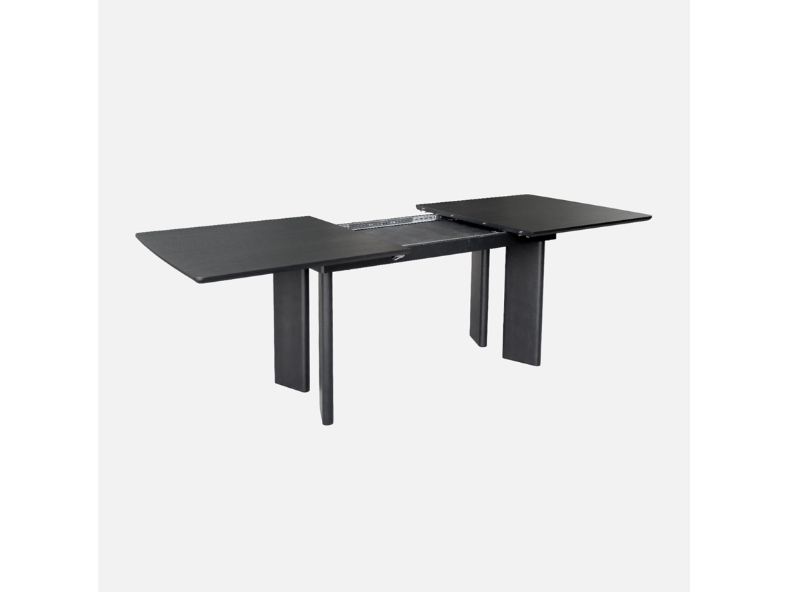 Mesa De Jantar Retangular Extensível Em Madeira De 6 8 Lugares, Preto Sweeek