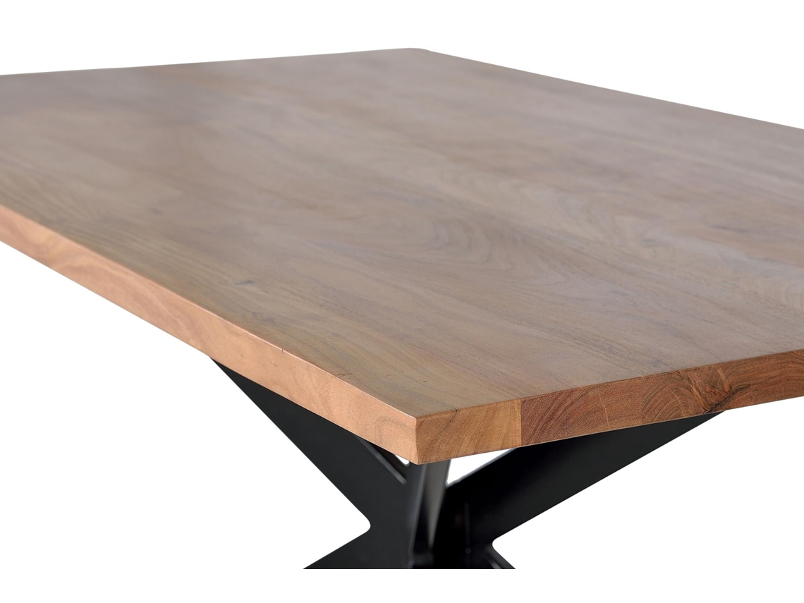 Mesa de Jantar em Madeira de Acácia Natural e Pés em Metal Preto 78X200X100 GINER Y COLOMER