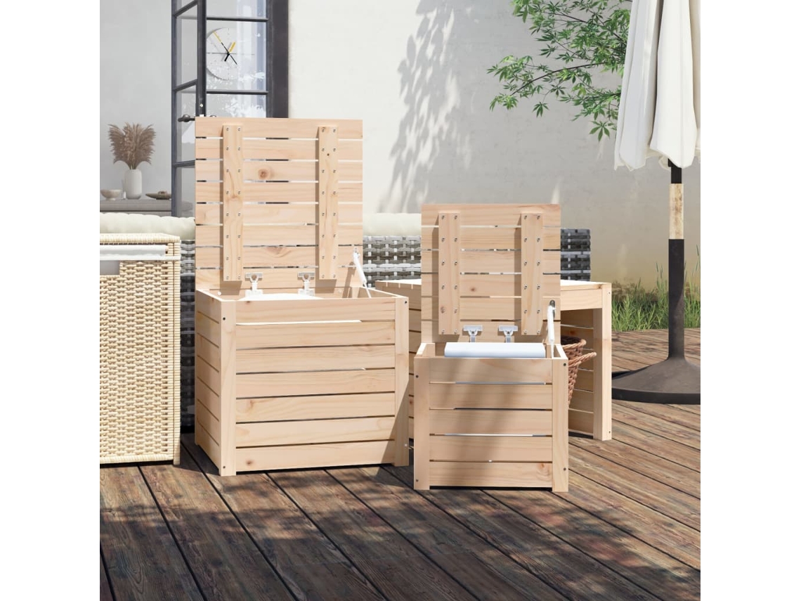 3 Pcs Conjunto de Caixas de Jardim Madeira de Pinho Maciça PANGSHIYUAN