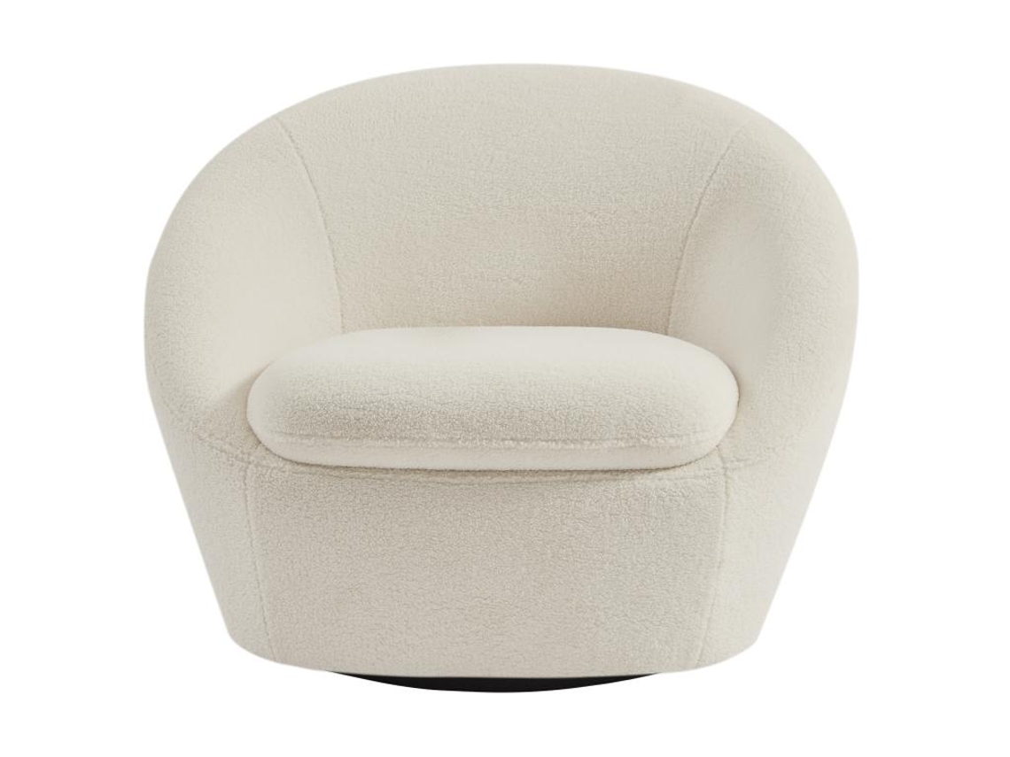 Sillón Giratorio Redondeado En Tela de Rizo Blanco Lacara VENTE-UNIQUE