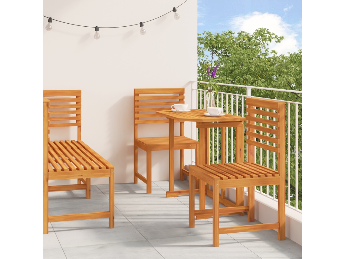 Conjunto 5 De Jantar De Jardim De Vidaxl Em Madeira Sólida De Acácia