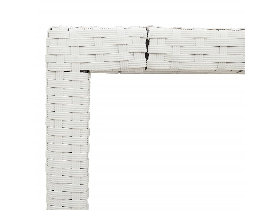 Mesa de Jardim com Tampo de Vidro 190X90X75 Cm Vime Pe Branco PANGSHIYUAN