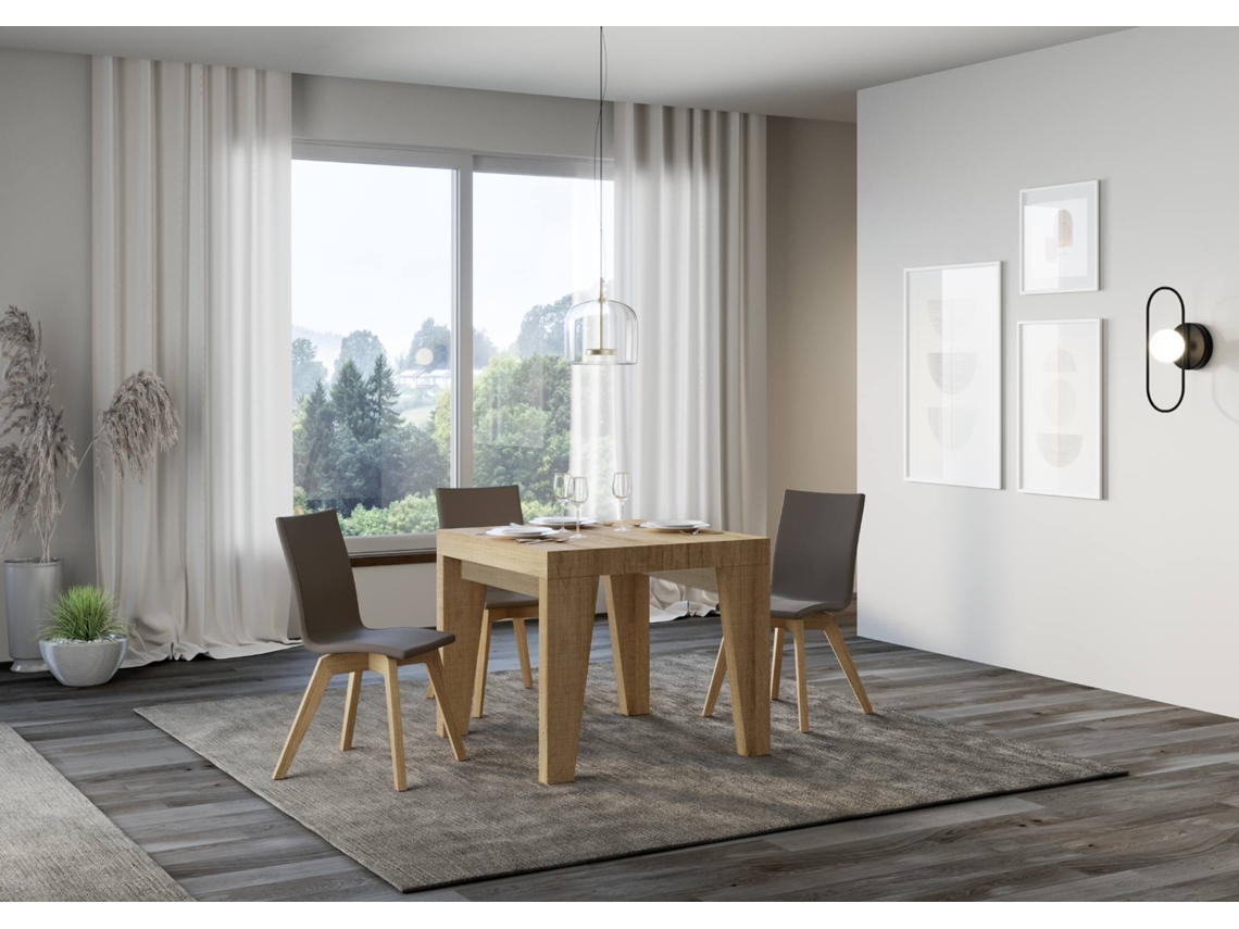 Mesa de Jantar Extensível 90X90/246 Cm Naxy Premium Carvalho Natural ITAMOBY
