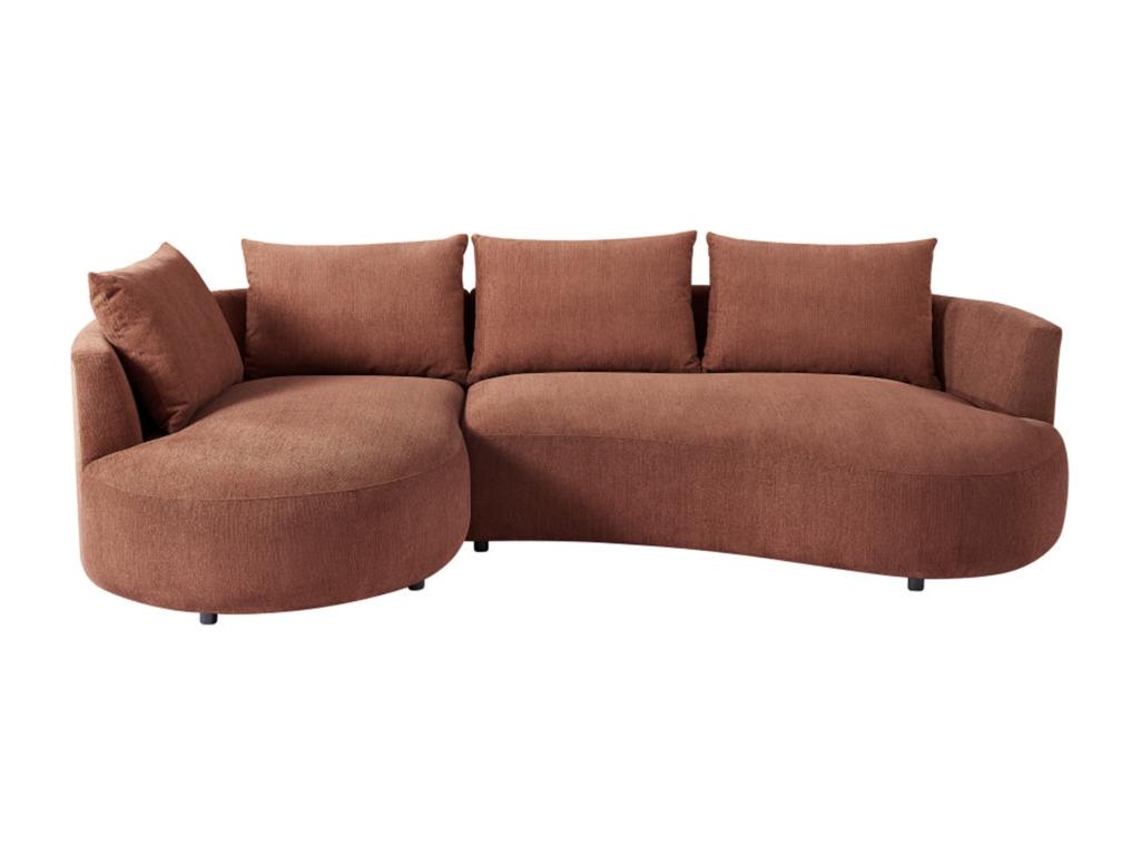 Sofá de canto esquerdo em veludo terracota LOUSADO VENTE-UNIQUE (87 x 285 x 158 cm)